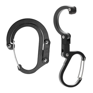 GearClip (2個セット) - クリップ&ハンガー式 バッグ吊り下げ用カラビナ