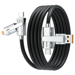 4-in-1 ヘッド交換 USB-A/C+ライトニング充電ケーブル