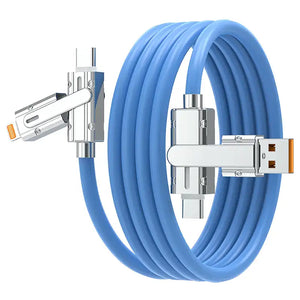 4-in-1 ヘッド交換 USB-A/C+ライトニング充電ケーブル