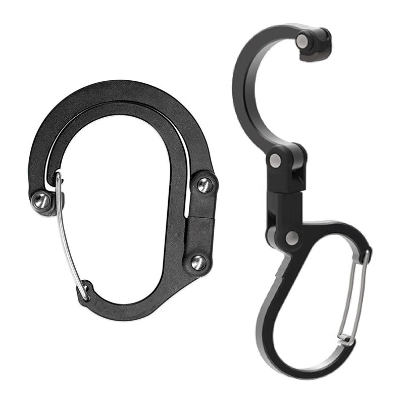 GearClip (2個セット) - クリップ＆ハンガー式 バッグ吊り下げ用カラビナ