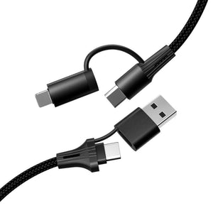 ヘッド取り外し可能USB-A/C＋ライトニング充電ケーブル